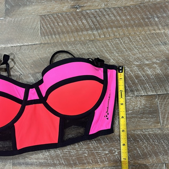 Balanced Tech Neon Color Block Corset Active Style Mesh Bra Medium NWOT - Picture 2 of 6
